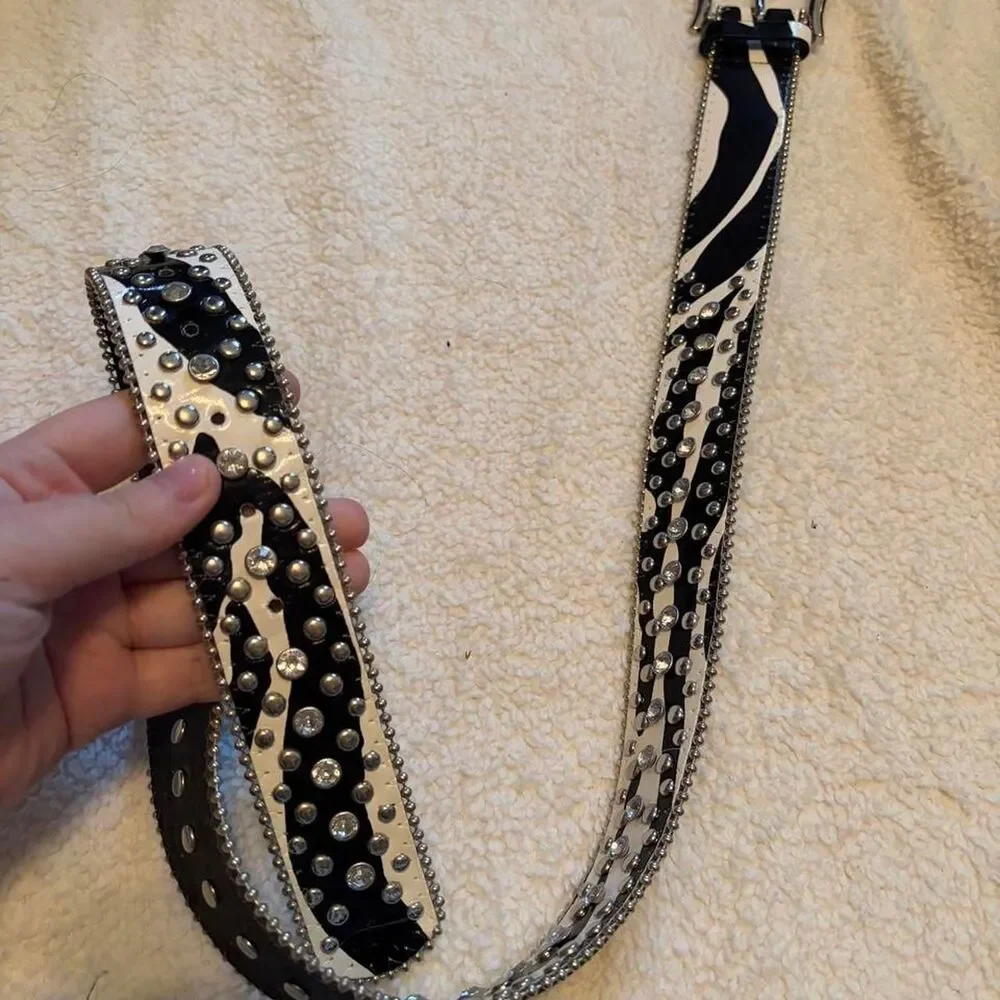 Zebra Rhinestone Belt
